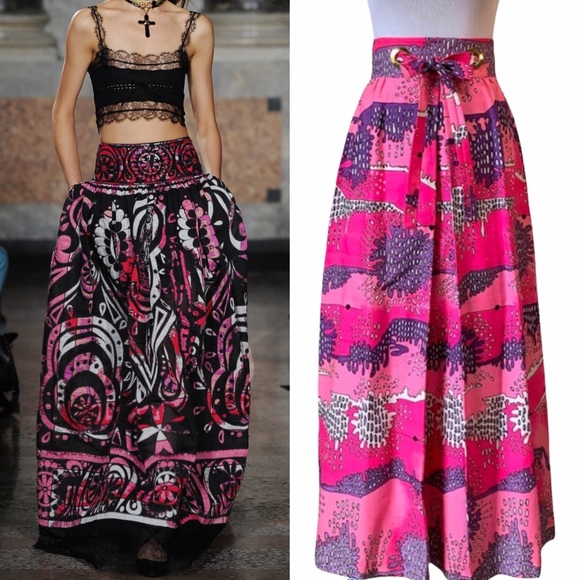 VTG 70s Alex Colman California Maxi Skirt Colorful - Picture 3 of 12